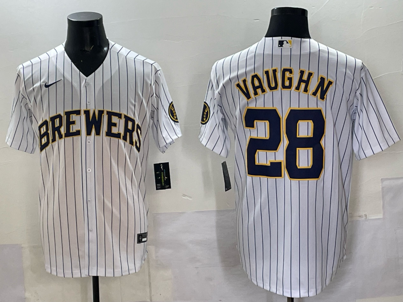 Men Milwaukee Brewers #28 Vaughn white 2025 Nike NFL JERSEY 09
